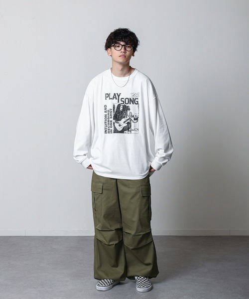 ZIP FIVE(ジップファイブ)の「【ZIP FIVE】 フォトグラフィック プリント ルーズシルエット 長袖 Tシャツ / ロンT(Tシャツ/カットソー・メンズ・ホワイト×ブラック/ホワイト×ブルー/ホワイト系3/ホワイト系2/ホワイト系1/ホワイト系・LARGE/MEDIUM)」の21枚目の写真