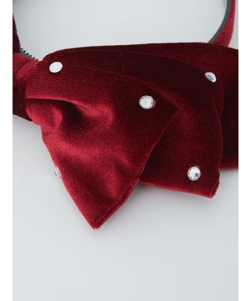 Ank Rouge（アンクルージュ）の「キラキラビジューベロアリボンカチューシャ（カチューシャ・レディース・ブラック/ライトブルー/レッド/ホワイト・FREE）」の6枚目の写真