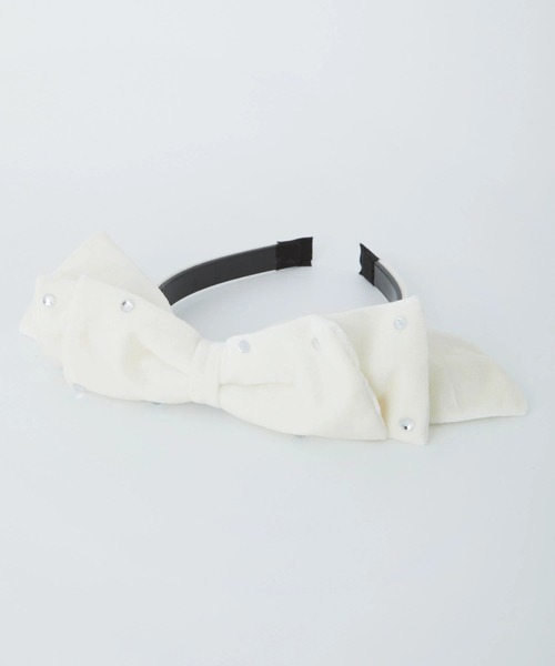 Ank Rouge（アンクルージュ）の「キラキラビジューベロアリボンカチューシャ（カチューシャ・レディース・ブラック/ライトブルー/レッド/ホワイト・FREE）」の9枚目の写真