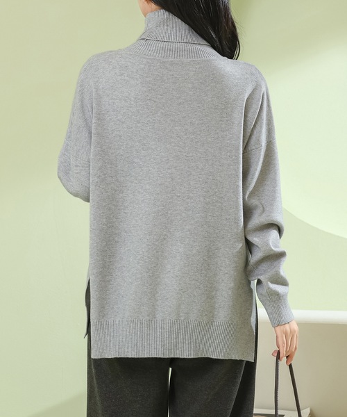 Lace Ladies（レースレディース）の「サイド スリット タートルネック 長袖 ニット プルオーバー（ニット/セーター・レディース・ベージュ/ブラック/グリーン/グレー・M）」の15枚目の写真