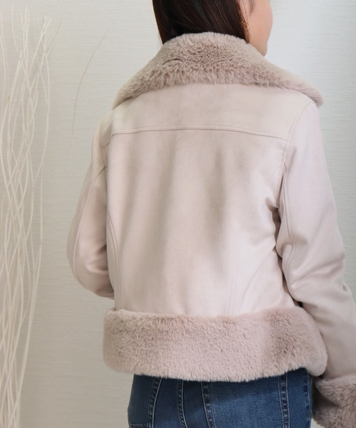 libelle more（リベル モア）の「スウェードポンチエコファー付きライダースジャケット（ライダースジャケット・レディース・ピンク/アイボリー/グレー/ベージュ/モカ・L/M）」の21枚目の写真