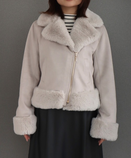 libelle more（リベル モア）の「スウェードポンチエコファー付きライダースジャケット（ライダースジャケット・レディース・ピンク/アイボリー/グレー/ベージュ/モカ・L/M）」の17枚目の写真