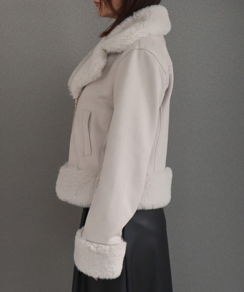 libelle more（リベル モア）の「スウェードポンチエコファー付きライダースジャケット（ライダースジャケット・レディース・ピンク/アイボリー/グレー/ベージュ/モカ・L/M）」の18枚目の写真