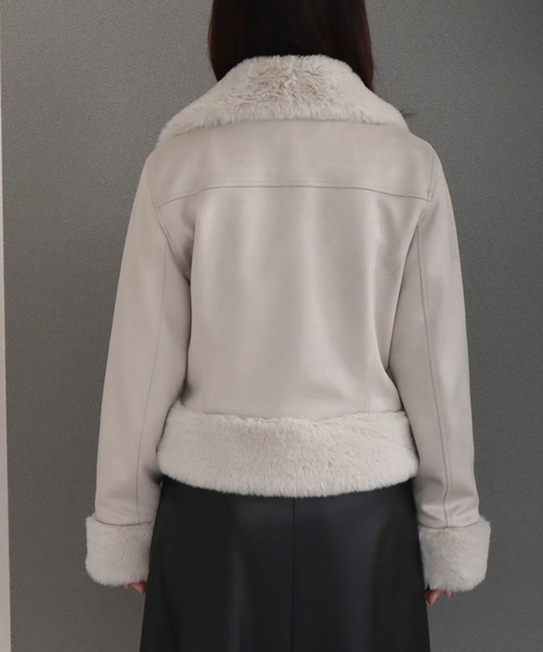libelle more（リベル モア）の「スウェードポンチエコファー付きライダースジャケット（ライダースジャケット・レディース・ピンク/アイボリー/グレー/ベージュ/モカ・L/M）」の19枚目の写真