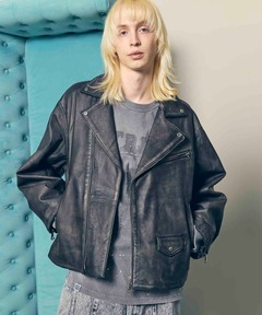 RRL　レザーヨークダウンジャケット 24FW 新品 RRL シアリングカラー レザーヨーク ジャケット