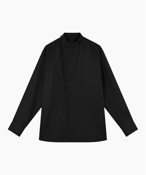LAD MUSICIAN シャツ ブラック ポリエステル素材 無地 42サイズ LAD MUSICIAN（ラッドミュージシャン）の「DIAGONAL BIG SHIRT