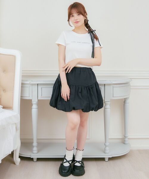 ems excite（エムズエキサイト）の「3DロゴプリントテレコCT（Tシャツ/カットソー・レディース・グリーン/チャコールグレー/オフホワイト・FREE）」の6枚目の写真