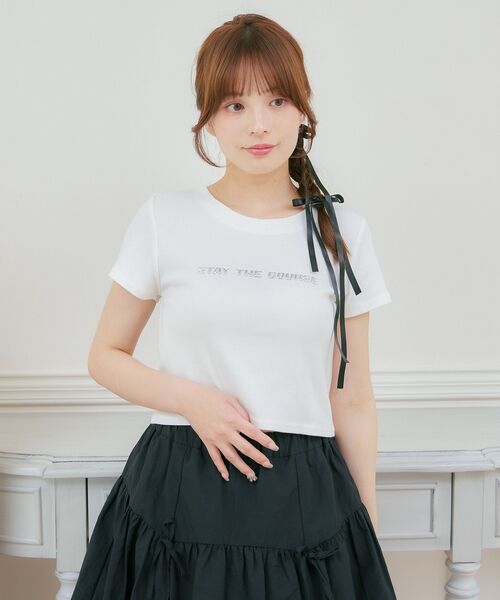 ems excite（エムズエキサイト）の「3DロゴプリントテレコCT（Tシャツ/カットソー・レディース・グリーン/チャコールグレー/オフホワイト・FREE）」の10枚目の写真
