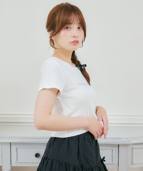 ems excite（エムズエキサイト）の「3DロゴプリントテレコCT（Tシャツ/カットソー・レディース・グリーン/チャコールグレー/オフホワイト・FREE）」の11枚目の写真