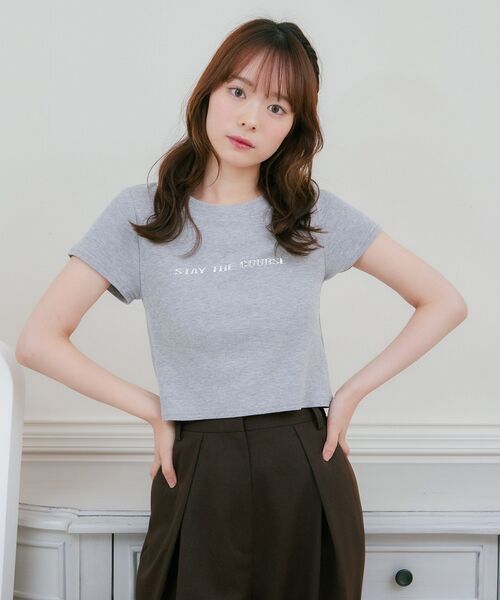 ems excite（エムズエキサイト）の「3DロゴプリントテレコCT（Tシャツ/カットソー・レディース・グリーン/チャコールグレー/オフホワイト・FREE）」の18枚目の写真