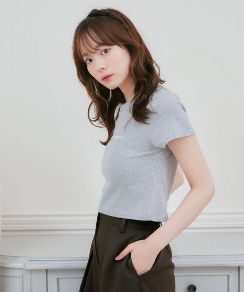 ems excite（エムズエキサイト）の「3DロゴプリントテレコCT（Tシャツ/カットソー・レディース・グリーン/チャコールグレー/オフホワイト・FREE）」の20枚目の写真