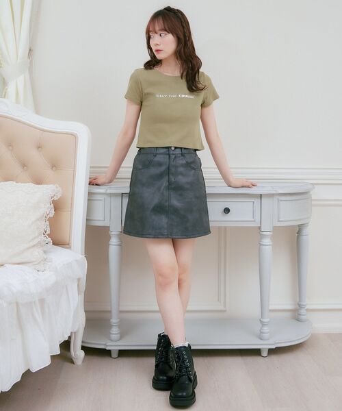 ems excite（エムズエキサイト）の「3DロゴプリントテレコCT（Tシャツ/カットソー・レディース・グリーン/チャコールグレー/オフホワイト・FREE）」の22枚目の写真