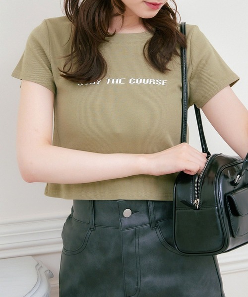 ems excite（エムズエキサイト）の「3DロゴプリントテレコCT（Tシャツ/カットソー・レディース・グリーン/チャコールグレー/オフホワイト・FREE）」の3枚目の写真