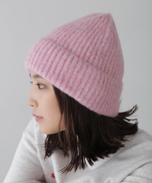 FREE'S MART（フリーズマート）の「ミックスヤーンニットキャップ（ニットキャップ/ビーニー・レディース・ホワイト/ピンク/ブラック・ﾌﾘ-）」の3枚目の写真