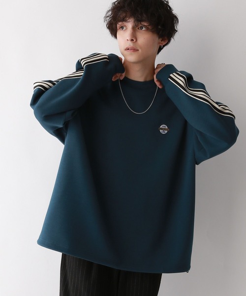 fashiru スウェットプルオーバー blue 2025 WEB限定】サイドライン/テックプルオーバースウェット/ハーフ