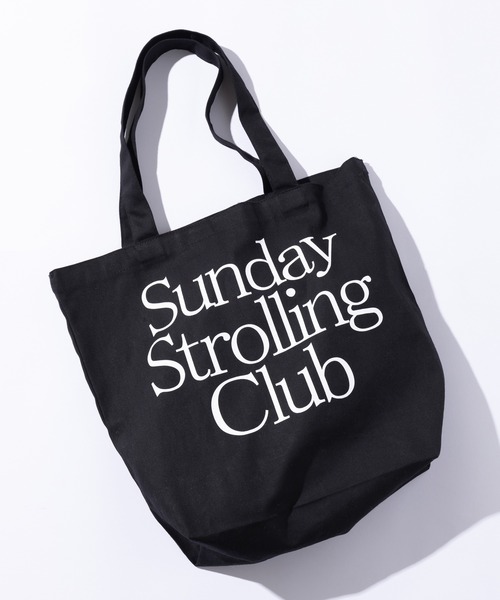 MAISON CLUB(メゾンクラブ)の「【MAISON CLUB】Sunday Strolling Club / プリントロゴ キャンバストートバック A4収納可能(トートバッグ・メンズ・アイボリー/ブラック・FREE)」の8枚目の写真
