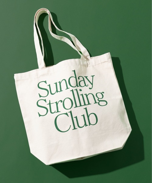 MAISON CLUB(メゾンクラブ)の「【MAISON CLUB】Sunday Strolling Club / プリントロゴ キャンバストートバック A4収納可能(トートバッグ・メンズ・アイボリー/ブラック・FREE)」の7枚目の写真