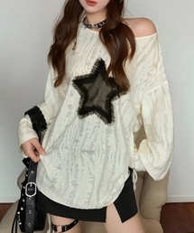 LADY LIKE（レディライク）の「星型チュールサイド絞りダメージ加工トップス（Tシャツ/カットソー・レディース）」