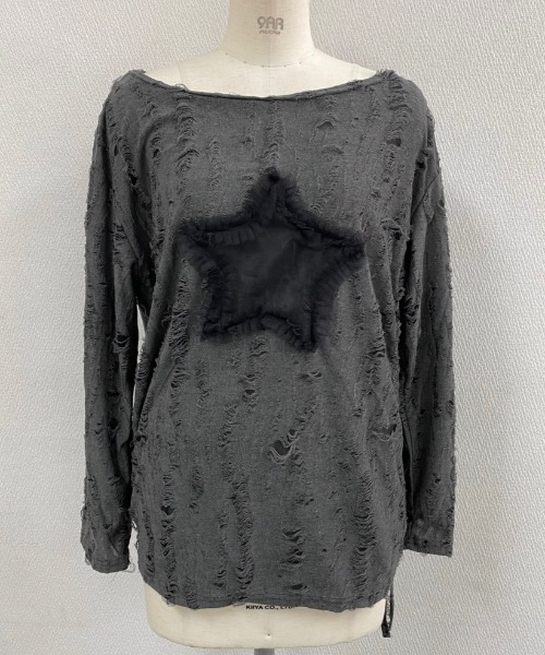 LADY LIKE(レディライク)の「星型チュールサイド絞りダメージ加工トップス(Tシャツ/カットソー・レディース・ホワイト/ダークグレー・M)」の14枚目の写真