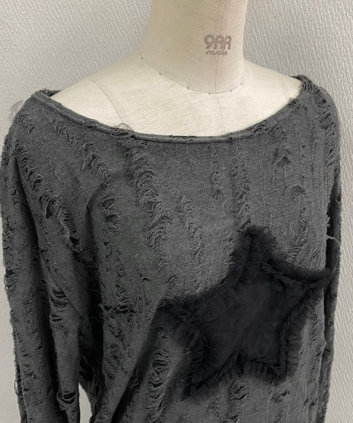 LADY LIKE(レディライク)の「星型チュールサイド絞りダメージ加工トップス(Tシャツ/カットソー・レディース・ホワイト/ダークグレー・M)」の15枚目の写真