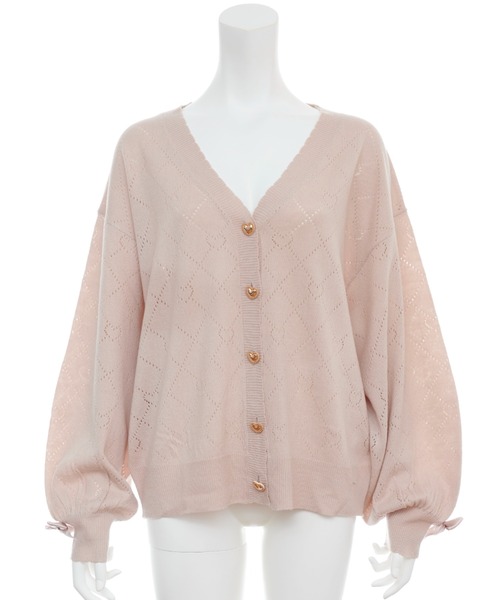 Secret Honey（シークレットハニー）の「ハート透かしカーディガン（カーディガン/ボレロ・レディース・ブラック/ピンク/オフホワイト/ワインレッド・FREE）」の3枚目の写真