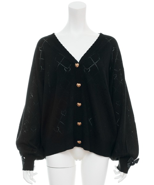 Secret Honey（シークレットハニー）の「ハート透かしカーディガン（カーディガン/ボレロ・レディース・ブラック/ピンク/オフホワイト/ワインレッド・FREE）」の9枚目の写真