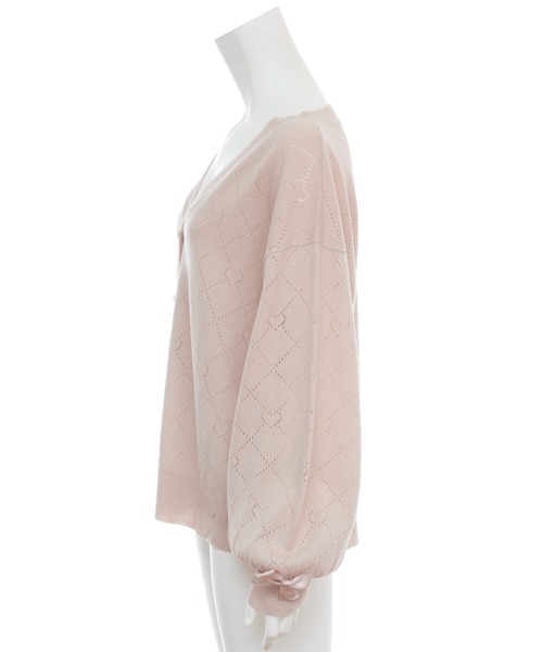 Secret Honey（シークレットハニー）の「ハート透かしカーディガン（カーディガン/ボレロ・レディース・ブラック/ピンク/オフホワイト/ワインレッド・FREE）」の10枚目の写真