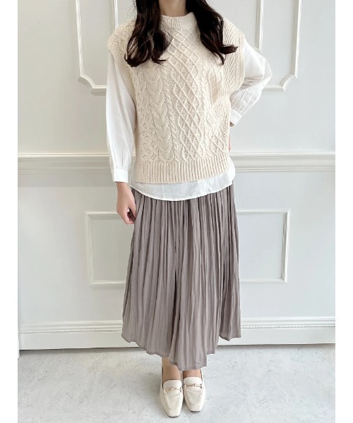 LUDIC PARK（ルディックパーク）の「ヴィンテージサテンギャザーロングスカート（スカート・レディース・ブラック/ワイン/グレー/ターコイズブルー/シルバー/ダークグレー/マスタード/モカ・M）」の11枚目の写真