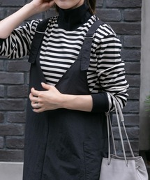 FORK&SPOON ボーダータートルネックカットソー