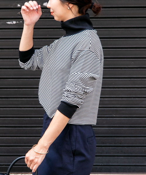 FORK&SPOON（フォークアンドスプーン）の「FORK&SPOON　ボーダータートルネックカットソー（Tシャツ/カットソー・レディース・ホワイト系その他/ブラック系その他・1）」の9枚目の写真