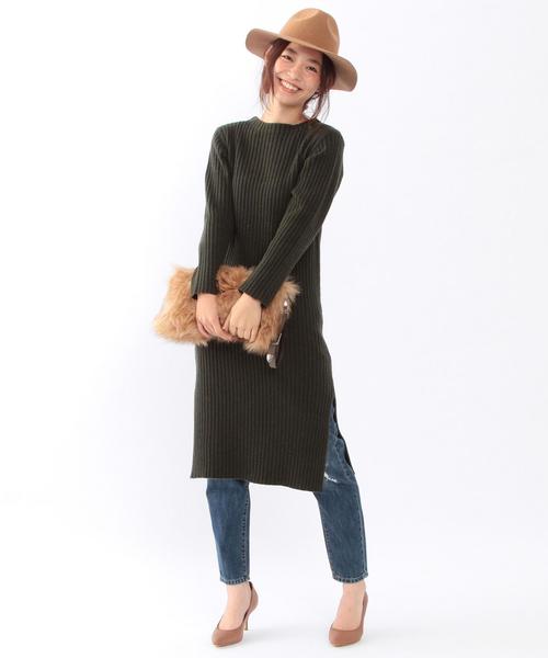 Another Edition（アナザーエディション）の「ワイドリブワンピース/ AEBC W/N ワイドリブOP（ワンピース・レディース・ブラック/モカ/オリーブ・フリー）」の7枚目の写真