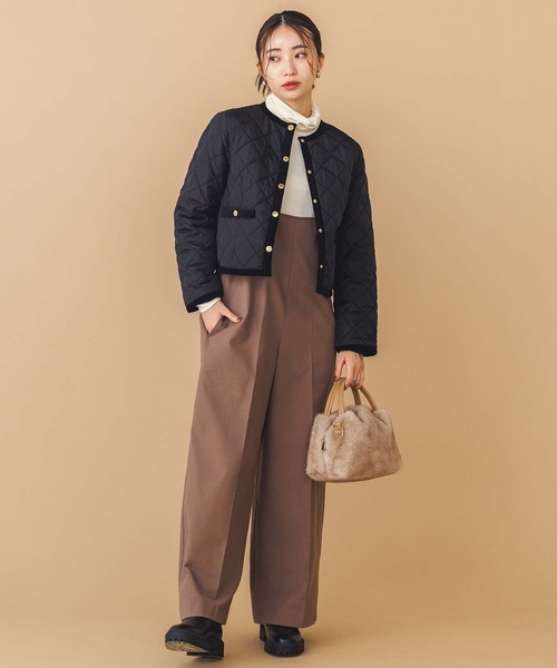 Gready Brilliant（グレディブリリアン）の「クルーキルティングジャケット（ノーカラージャケット・レディース・ブラック・FREE）」の6枚目の写真