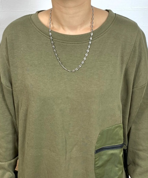 CRB(シーアールビー)の「ジップ付ポケットトップス(Tシャツ/カットソー・レディース・ブラック/カーキ/チャコールグレー・F)」の16枚目の写真