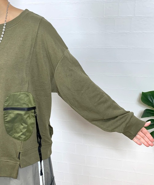 CRB(シーアールビー)の「ジップ付ポケットトップス(Tシャツ/カットソー・レディース・ブラック/カーキ/チャコールグレー・F)」の17枚目の写真