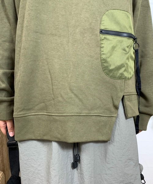 CRB(シーアールビー)の「ジップ付ポケットトップス(Tシャツ/カットソー・レディース・ブラック/カーキ/チャコールグレー・F)」の19枚目の写真