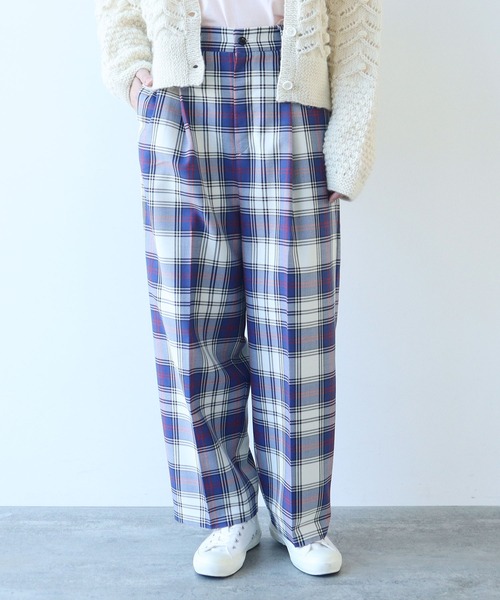新品タグ付き ユニ yuni コットンリネン 大柄チェック サロペット パンツ 新品タグ付き ユニ yuni コットンリネン 大柄チェック