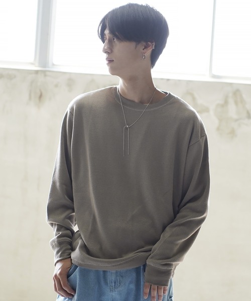 (Never) Acquiesce(ネバーアクイース)の「ミラノリブセミルーズシルエットニットソー(Tシャツ/カットソー・メンズ・ホワイト/ブラウン/ダークグリーン/チャコール/ダークブルー/ブラック/グレイッシュベージュ/ワイン・MEDIUM/LARGE)」の5枚目の写真