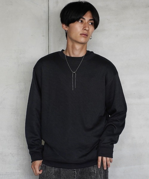 (Never) Acquiesce(ネバーアクイース)の「ミラノリブセミルーズシルエットニットソー(Tシャツ/カットソー・メンズ・ホワイト/ブラウン/ダークグリーン/チャコール/ダークブルー/ブラック/グレイッシュベージュ/ワイン・MEDIUM/LARGE)」の2枚目の写真