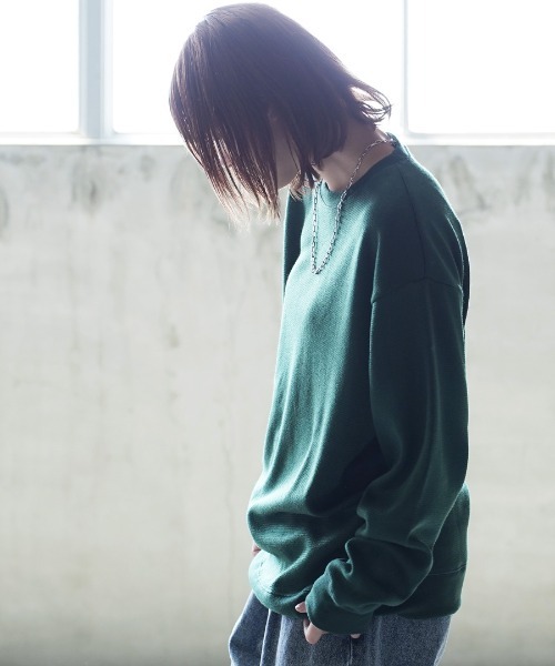 (Never) Acquiesce(ネバーアクイース)の「ミラノリブセミルーズシルエットニットソー(Tシャツ/カットソー・メンズ・ホワイト/ブラウン/ダークグリーン/チャコール/ダークブルー/ブラック/グレイッシュベージュ/ワイン・MEDIUM/LARGE)」の6枚目の写真