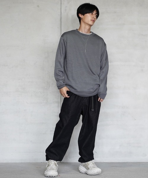 (Never) Acquiesce(ネバーアクイース)の「ミラノリブセミルーズシルエットニットソー(Tシャツ/カットソー・メンズ・ホワイト/ブラウン/ダークグリーン/チャコール/ダークブルー/ブラック/グレイッシュベージュ/ワイン・MEDIUM/LARGE)」の14枚目の写真