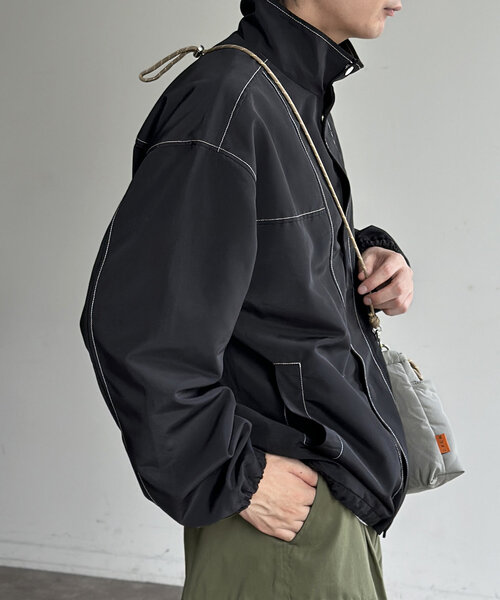 CPCM（シーピーシーエム）の「スタンドネックステッチジャケット（ブルゾン・レディース・ブラック/グリーン/ネイビー・SMALL/MEDIUM/LARGE）」の7枚目の写真