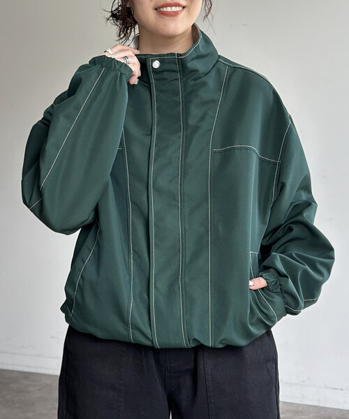 CPCM（シーピーシーエム）の「スタンドネックステッチジャケット（ブルゾン・レディース・ブラック/グリーン/ネイビー・SMALL/MEDIUM/LARGE）」の13枚目の写真