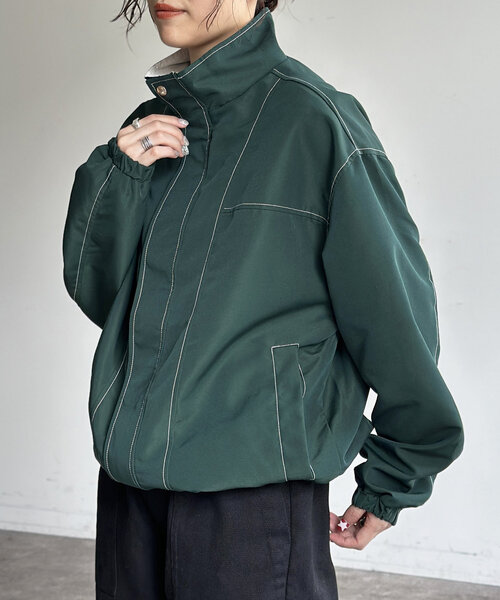 CPCM（シーピーシーエム）の「スタンドネックステッチジャケット（ブルゾン・レディース・ブラック/グリーン/ネイビー・SMALL/MEDIUM/LARGE）」の14枚目の写真