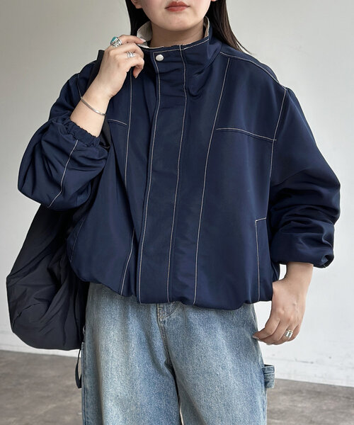 CPCM（シーピーシーエム）の「スタンドネックステッチジャケット（ブルゾン・レディース・ブラック/グリーン/ネイビー・SMALL/MEDIUM/LARGE）」の18枚目の写真