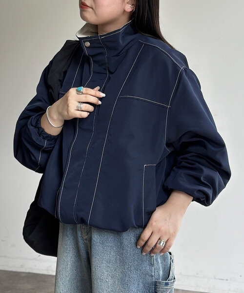 CPCM（シーピーシーエム）の「スタンドネックステッチジャケット（ブルゾン・レディース・ブラック/グリーン/ネイビー・SMALL/MEDIUM/LARGE）」の19枚目の写真