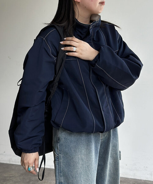 CPCM（シーピーシーエム）の「スタンドネックステッチジャケット（ブルゾン・レディース・ブラック/グリーン/ネイビー・SMALL/MEDIUM/LARGE）」の21枚目の写真