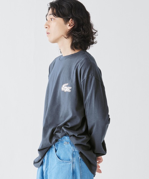 LACOSTE オーバーサイズ バックプリント ロングスリーブTシャツ オンライン限定】LACOSTE オーバーサイズ バックプリント ロング