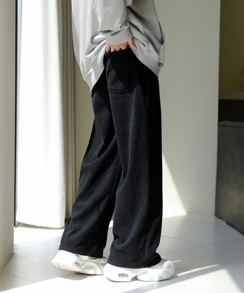 NOWOS 黒 コーデュロイ パンツ　nowos セール】【neos】ルーズシルエット コーデュロイ あったか イージー