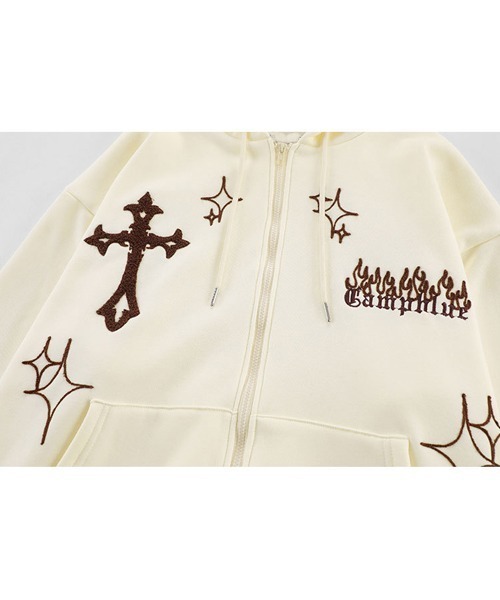 【現行タグ】45R サードオックスフォードのスノーパーカー F カーキ R刺繡 オーバーサイズサガラ刺繍フード付きスウェットパーカー