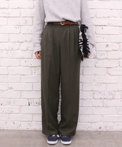 CIAOPANIC（チャオパニック）の「【Ciaopanic】TR起毛ツータックワイドパンツ（その他パンツ・レディース・ライトグレー/ブラウン/カーキ/キャメル/ブラック・FREE）」の4枚目の写真